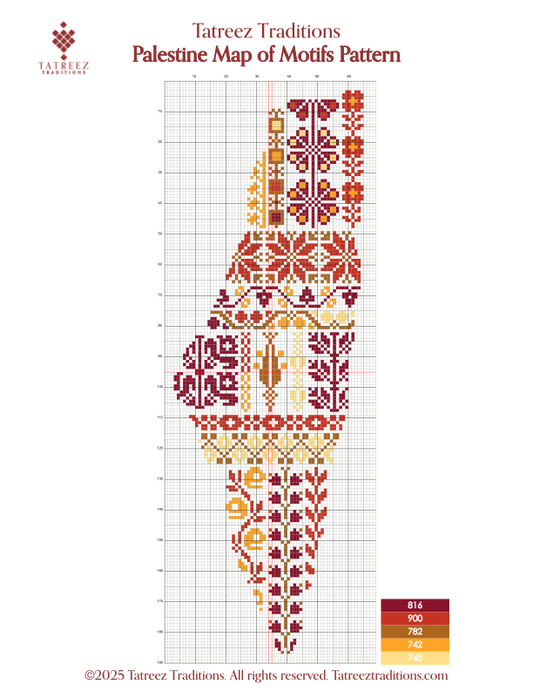 Palestine Map of Motifs Pattern